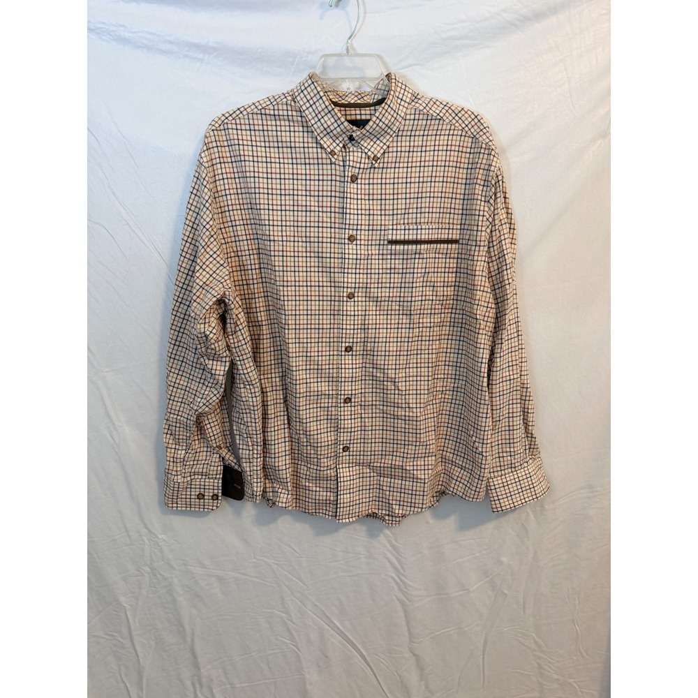 Cabelas Mens 2XL Plaid Button Down Shirt Long Sleeve Cotton Brown M10-SH599